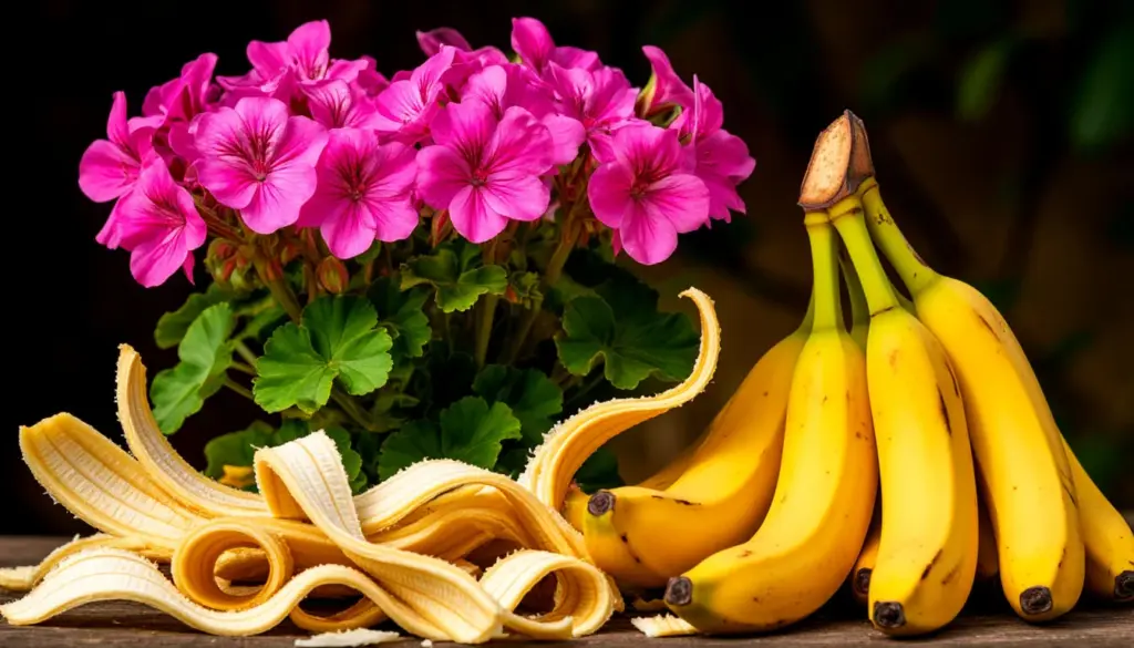 Bananskal i komposten ger järnrika pelargoner ingen berättar om.